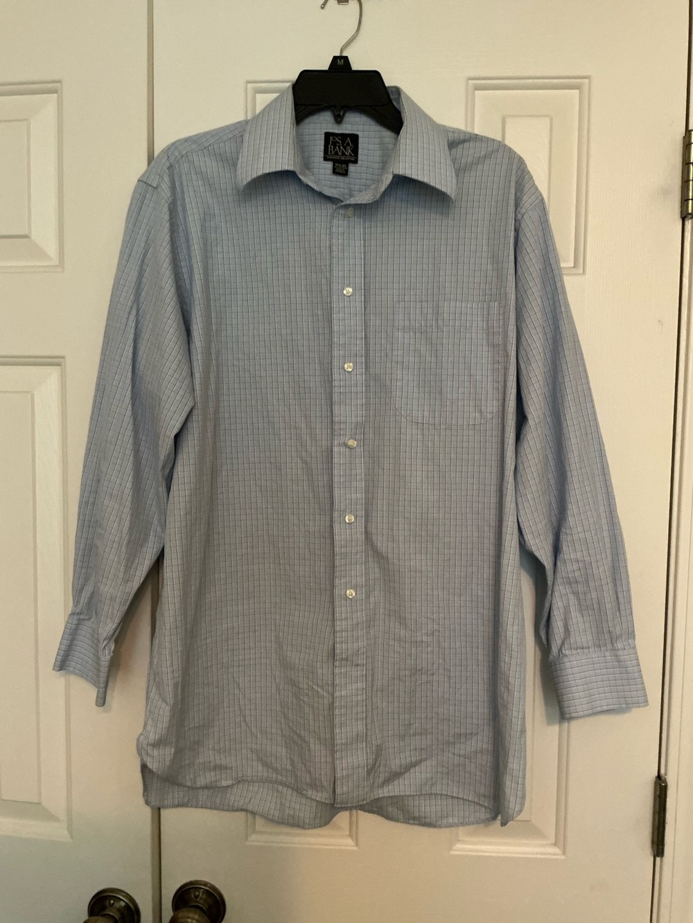 Jos. A. Bank Light Blue Checked Men’s Long-sleeved Shirt - Size Medium